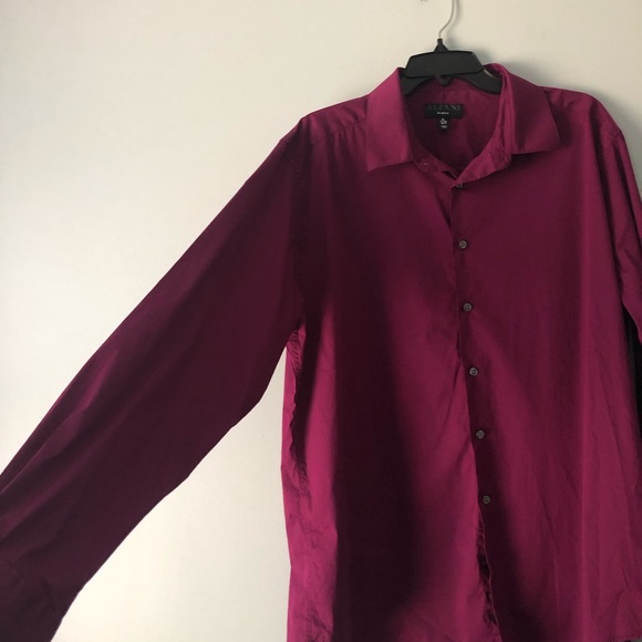 ALFANI SLIM FIT Button Up Shirt Berry Purple Mens X Large - Picture 3 of 6